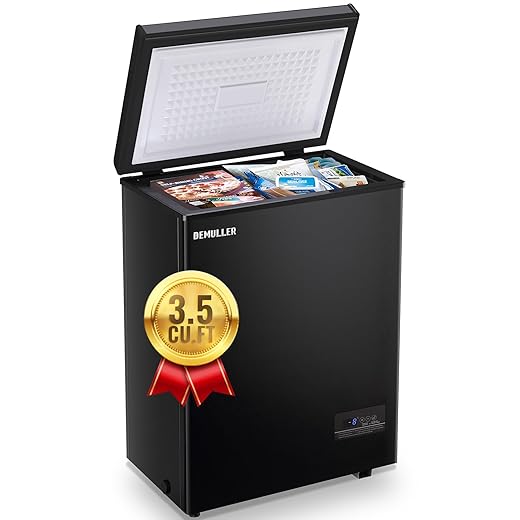 Chest Freezer Small Deep Freezer with Removable Basket, Compact Freezer with Digital Control Panel Temperature Ranges From -12℉ to 50℉, Mini Freezer for Homes Garages Basements Black