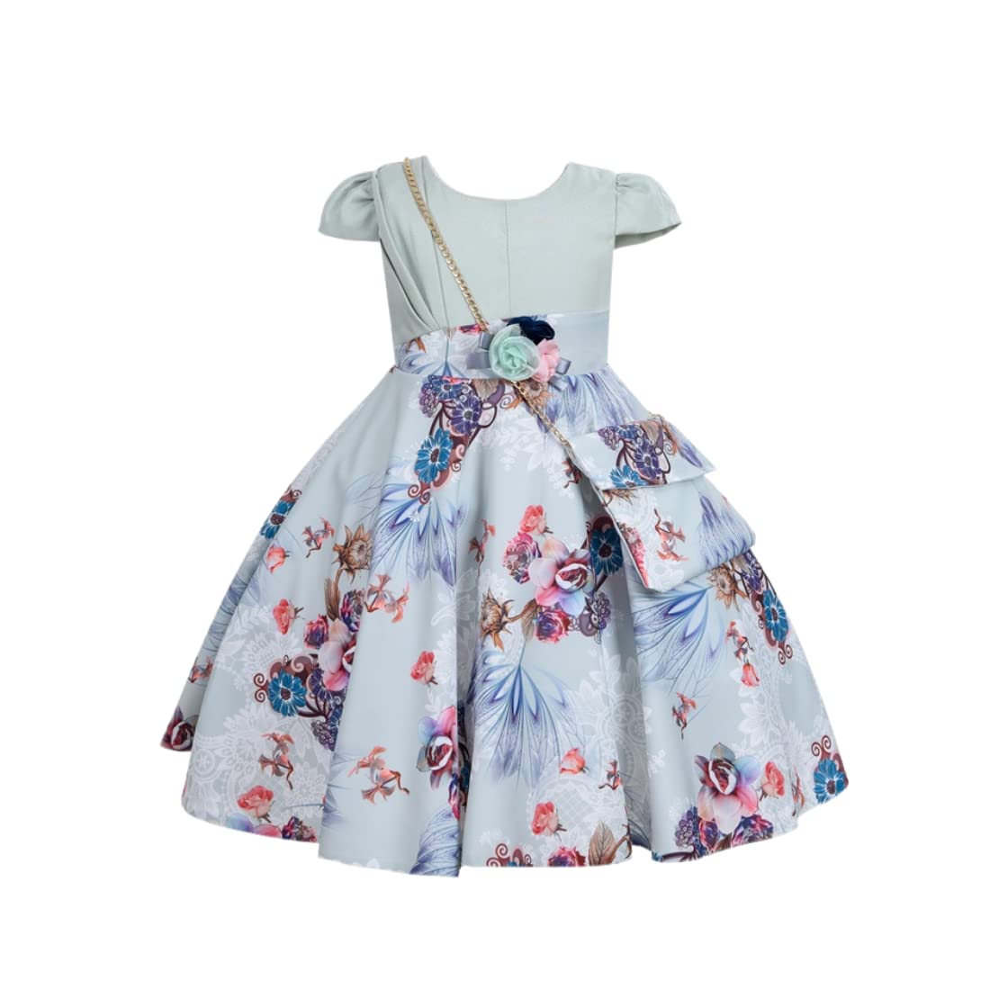 Cosplay Life Elegant Flower Dress for Girls Young Adult Fashion Bow Flower Waistline Kids Party Festival Ages 5-9 Years Old (Pink, 7yrs) — view 8
