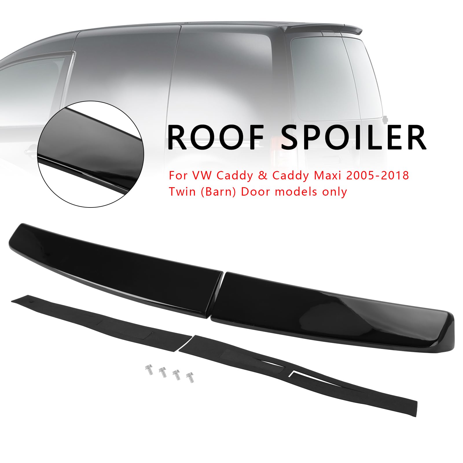 Rear Twin Barn Door Trunk Spoiler Adatto per VW Caddy Maxi 2005-2018 Gloss Black