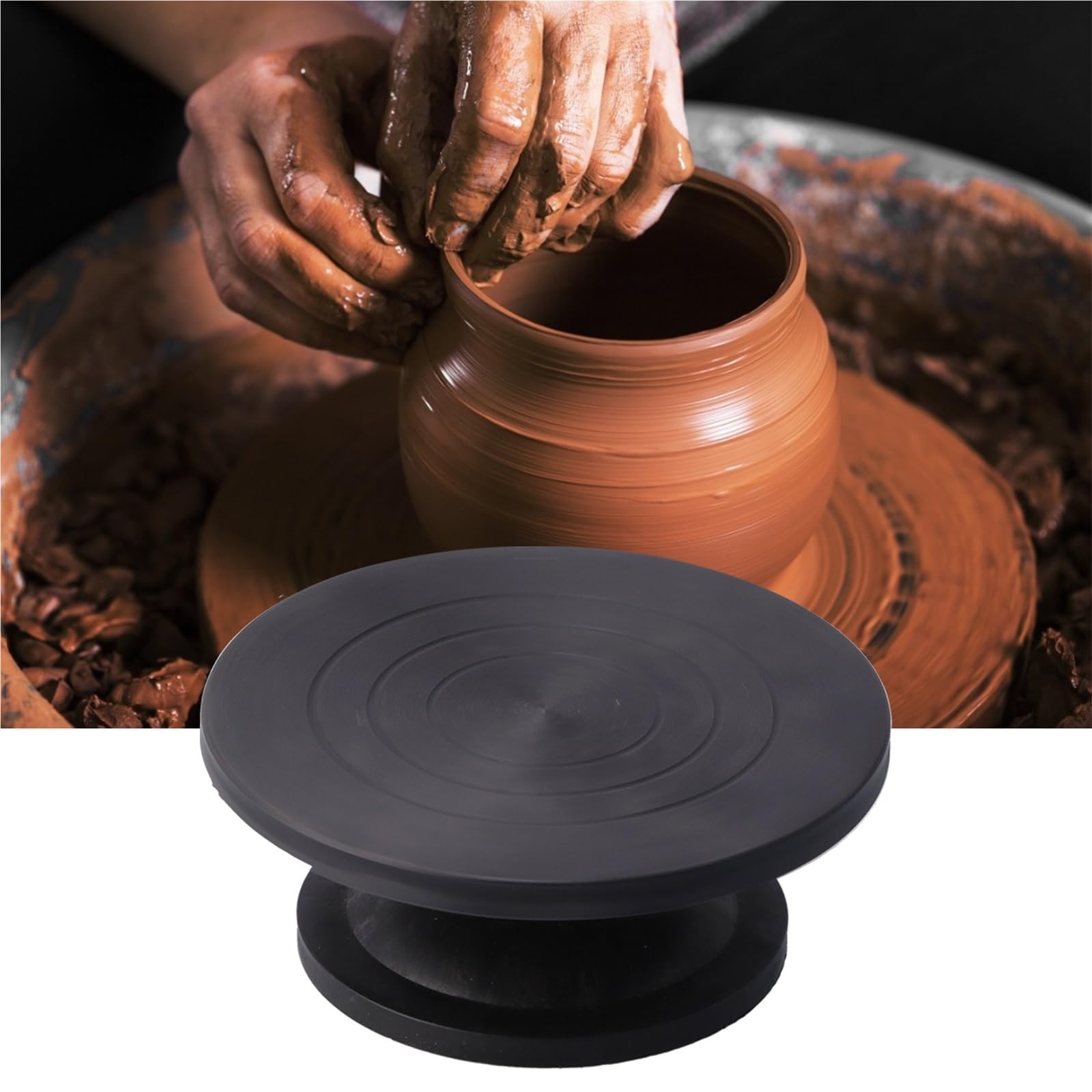 Tornio Manuale, Ruota artigianale Creazione di argilla Ceramica Decorazione di torte Ruota giradischi Ruota scolpita Ruota scolpita Giradischi(25CM)