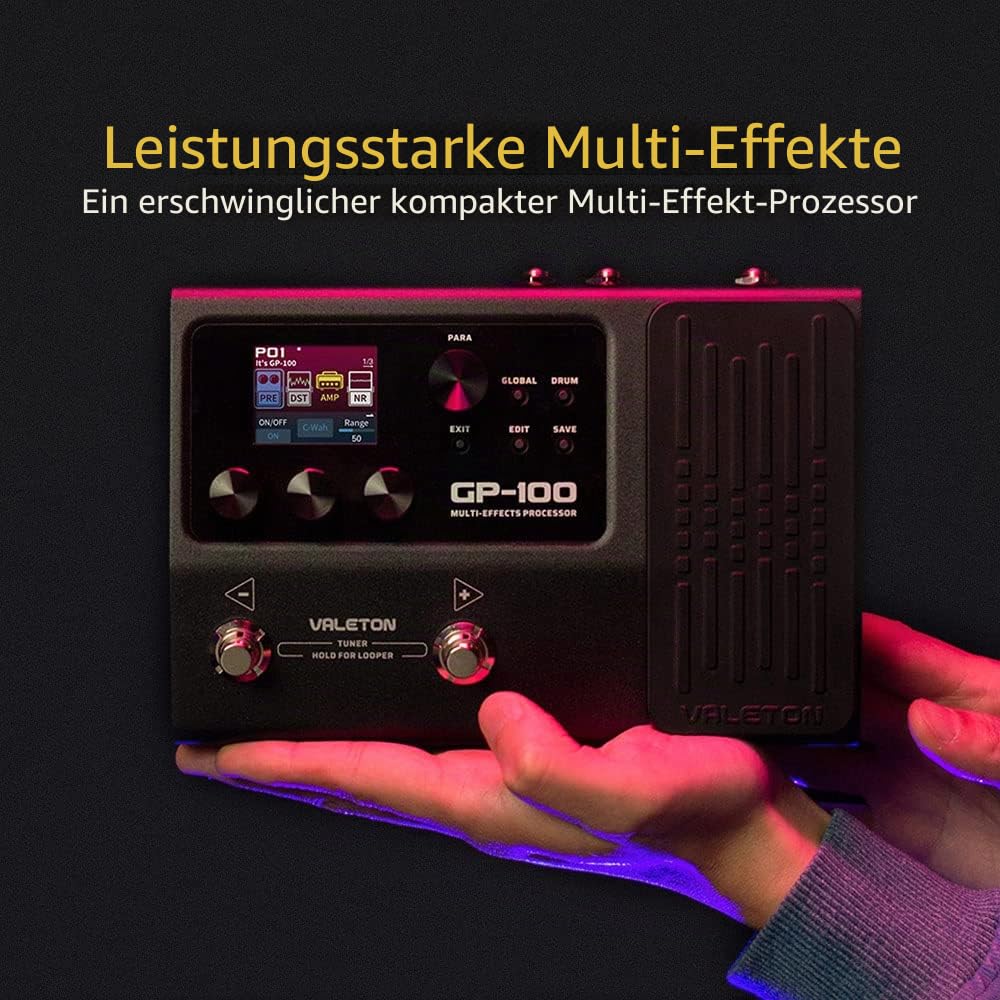 Valeton Effektpedal Multi-Effekte Gitarren Bass Prozessor (GP-100 Schwarz)