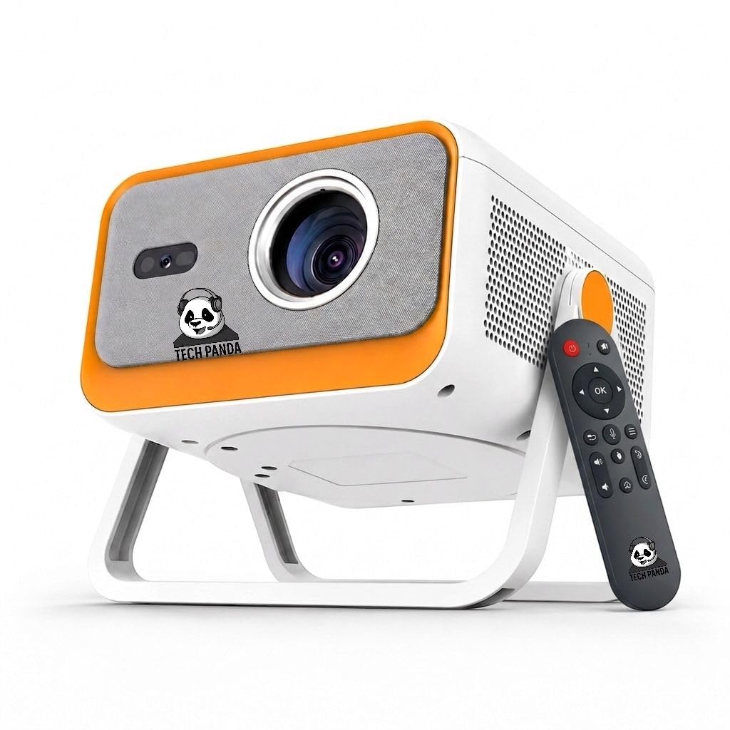 Tech Panda Portable Smart Mini Projector with Remote Control HD LED Home Theater Projector for Movies Gaming Online Classes HDMI USB AV Compatible with Mobile Laptop TV Stick-image-3