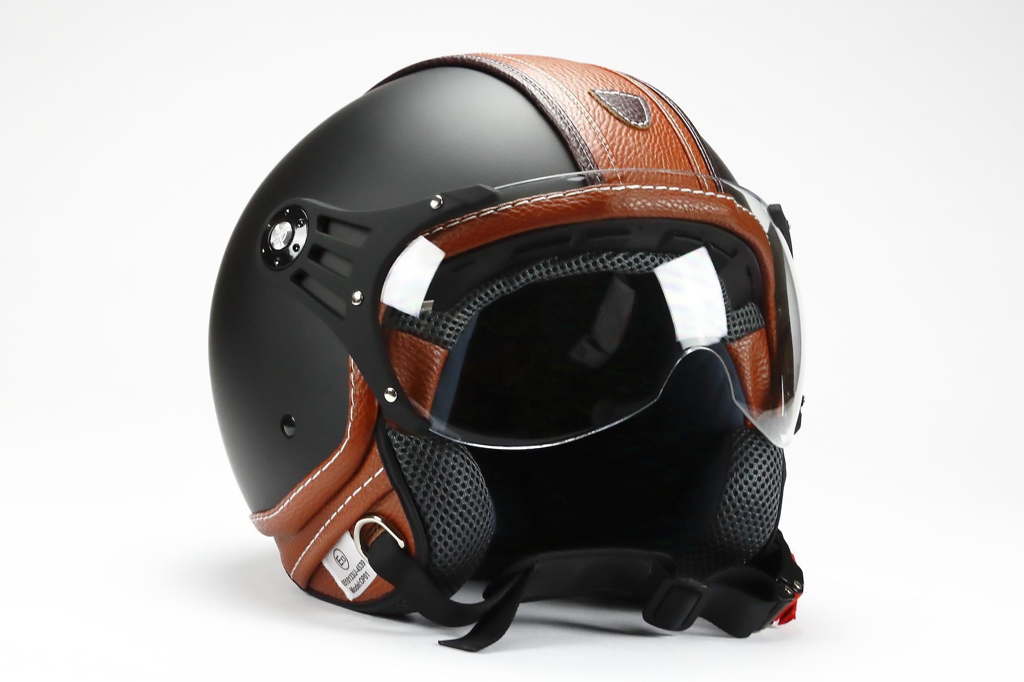 BNO 0P01-PL26 Jethelm Matt + Kunstleder , Motorradhelm, Schutzhelm,Helm S-XL + zusätzliches getöntes Visier