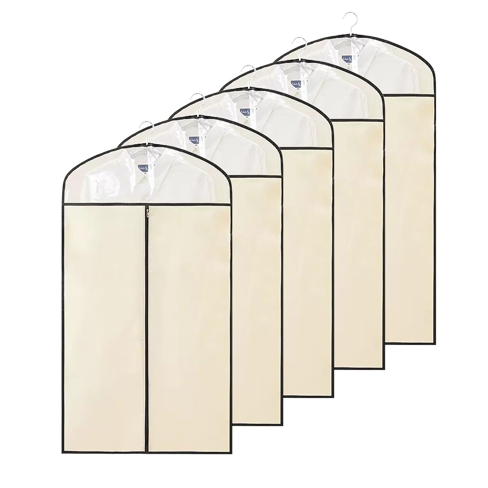 5 Pezzi Custodie per Abiti, Copriabiti in Tessuto non Tessuto Traspirante, Sacchetti per Vestiti, Borsa Porta Abiti Protettive Antipolvere per Riporre Gli Abiti Nell'armadio(Beige,23.6x35.4in)