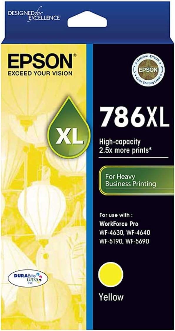 Epson 786XL - High Capacity DURABrite - Yellow Ink Cartridge for WF-4630, WF-4640, Single Pack, C13T787492