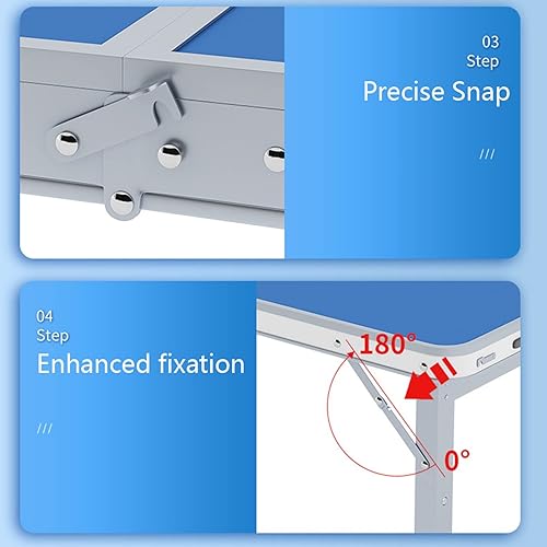 Miniatura 6 de Mesa plegable con taburete, mesa plegable de altura ajustable, picnic, campamento, al aire libre, aluminio ligero portátil, con asa de transporte