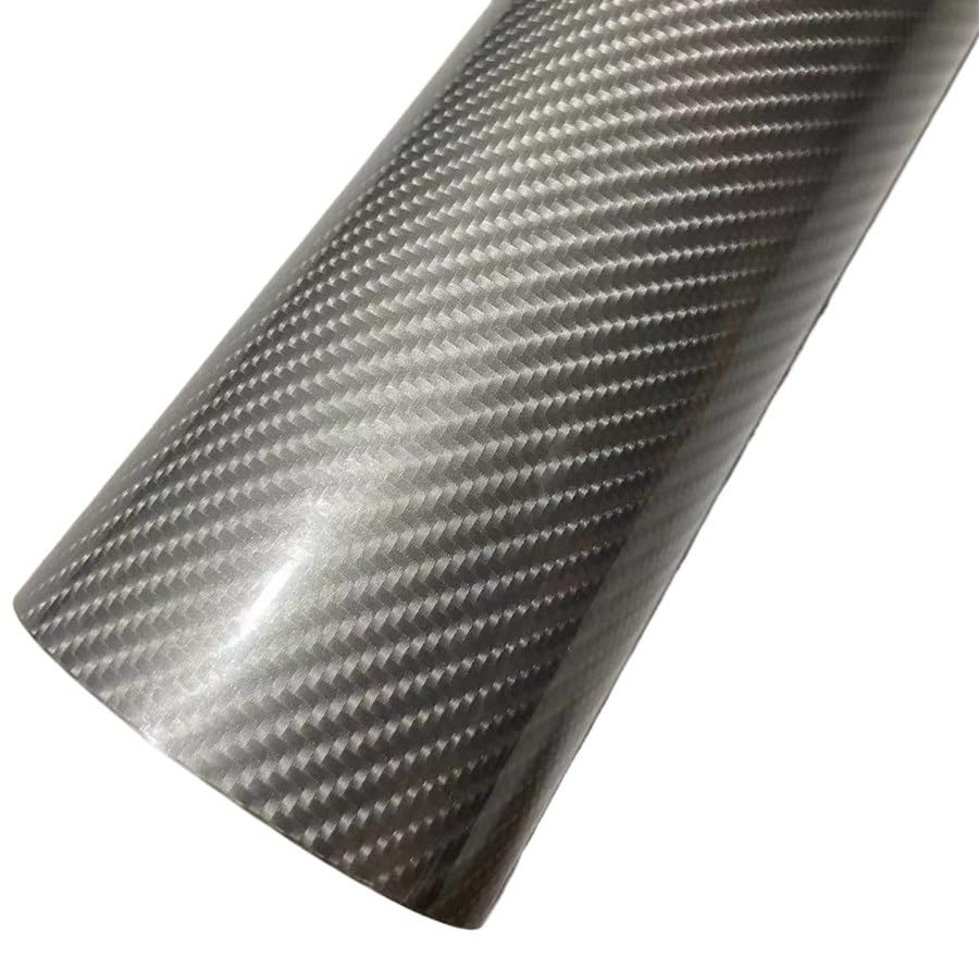 Vinilo para coche de fibra de carbono 5D plateado 20x152 cm para molduras 1