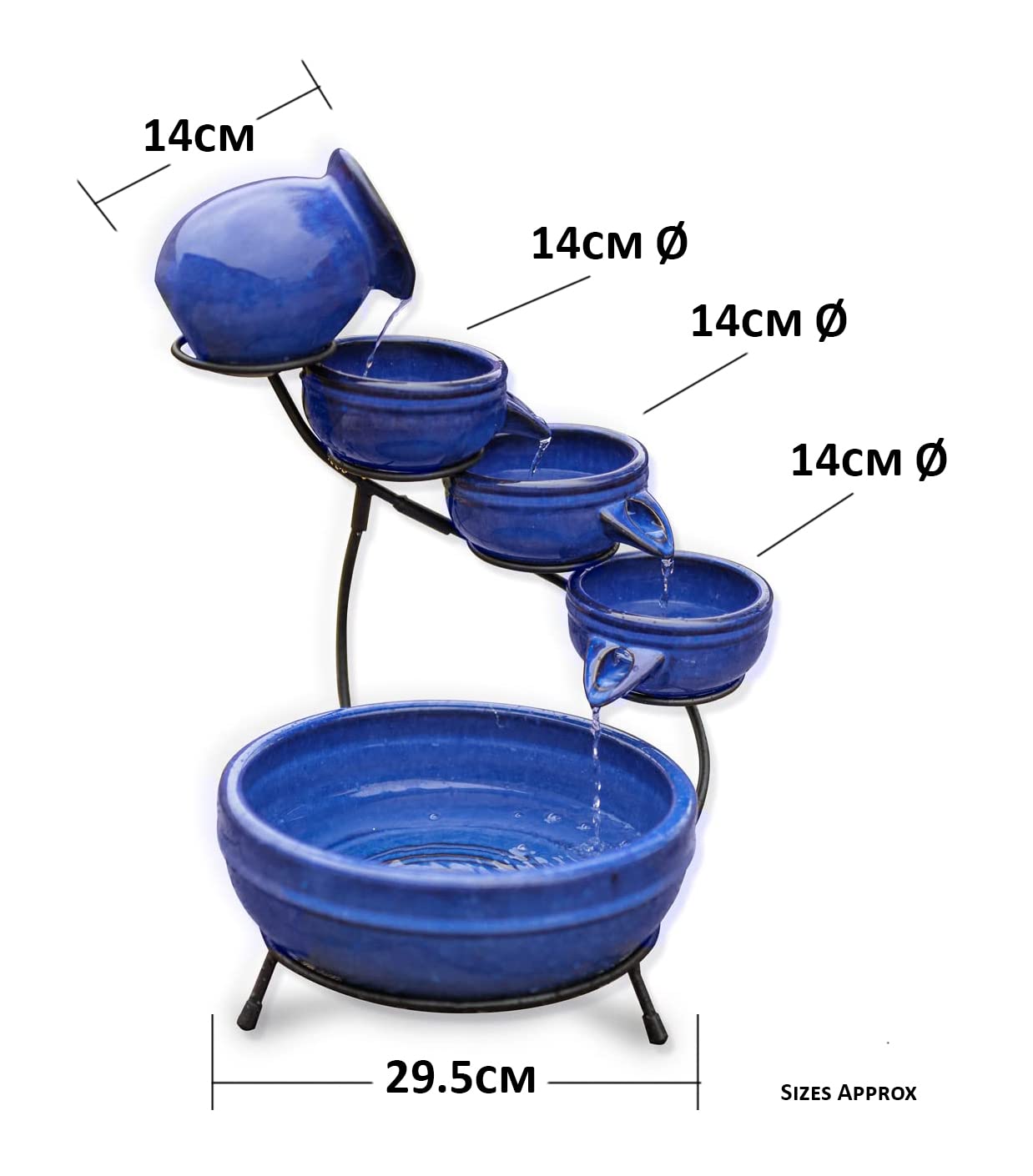 Garden Mile Fontana solare a cascata da 49 cm, a 5 ripiani, in ceramica, a bassa tensione e facile installazione, cascata da giardino per terrazze, regali, prati e decorazioni per esterni