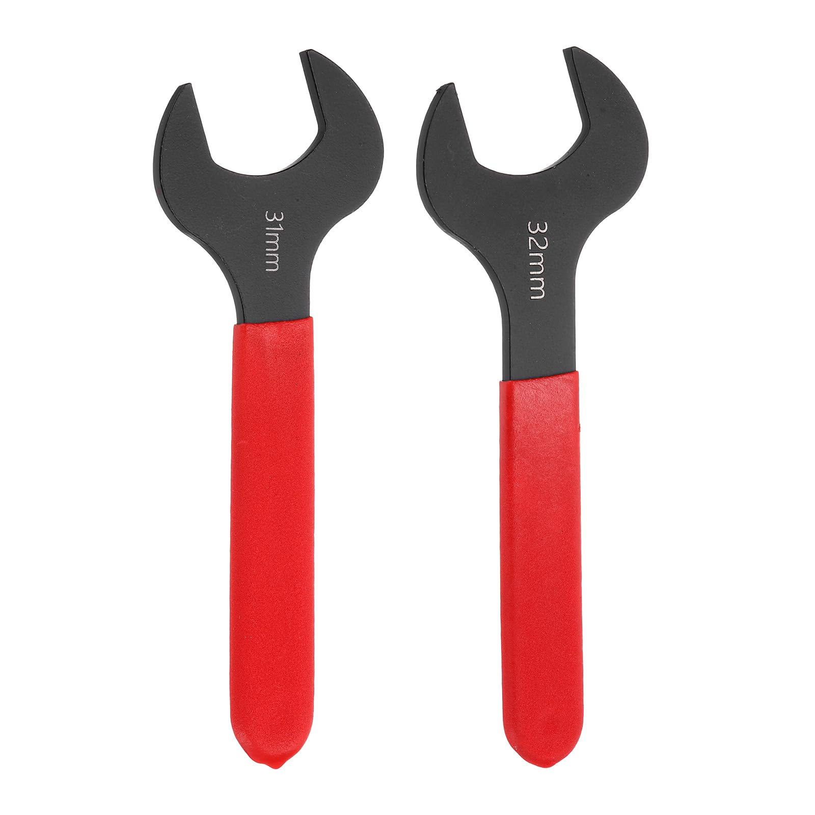 sourcing map 2Pcs Super Thin Single Open End Wrench 31mm/32mm Metric Carbon Steel Slim Wrench 15 Degree Angle Open Ended Ultra Thin Mechanic Spanner with Plastic Handle for Tight Space, Red