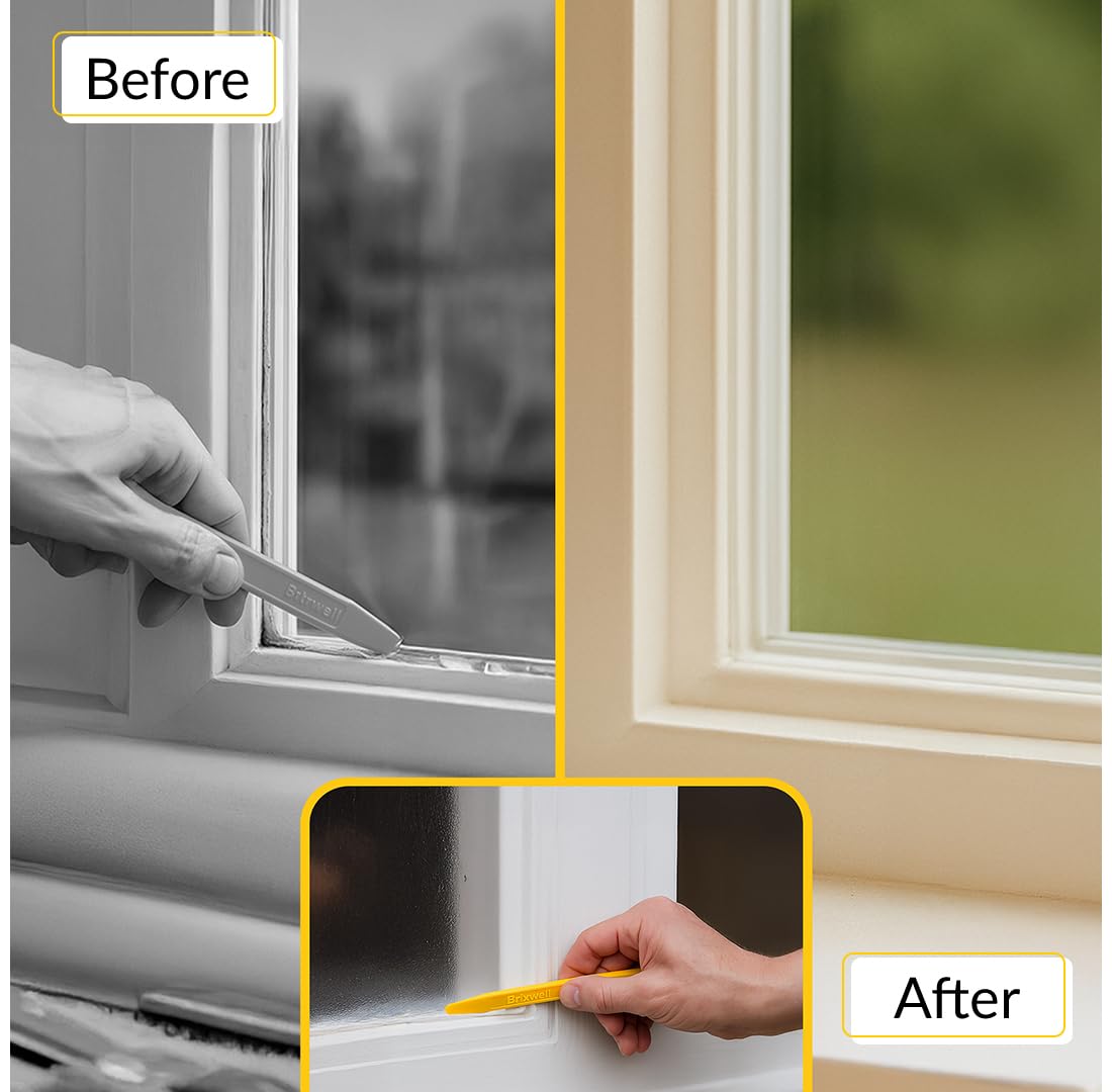 Tapered End Stick Tool, Plastic Construction, Yellow Finish, 7-7/8" Length, Non-Scratch Hand Tool for Caulk, Sealant, Vinyl Window Channels, Mixing, Glazing - Pack of 100