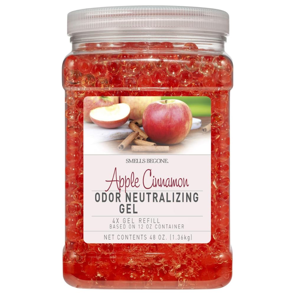 SMELLS BEGONE Odor Eliminator Gel Bead Refill - Eliminates Odors from Bathrooms, Cars, Boats, RVs & Pet Areas - Air Freshener - Made with Essential Oils - Apple Cinnamon Scent - 48 Ounce