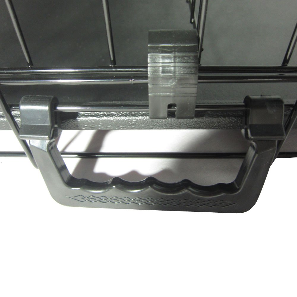 Cage Chien Pliable en Metal avec Cloison, Bac Plastique et 2 Portes, 121 x 74 x 81 cm, Noir