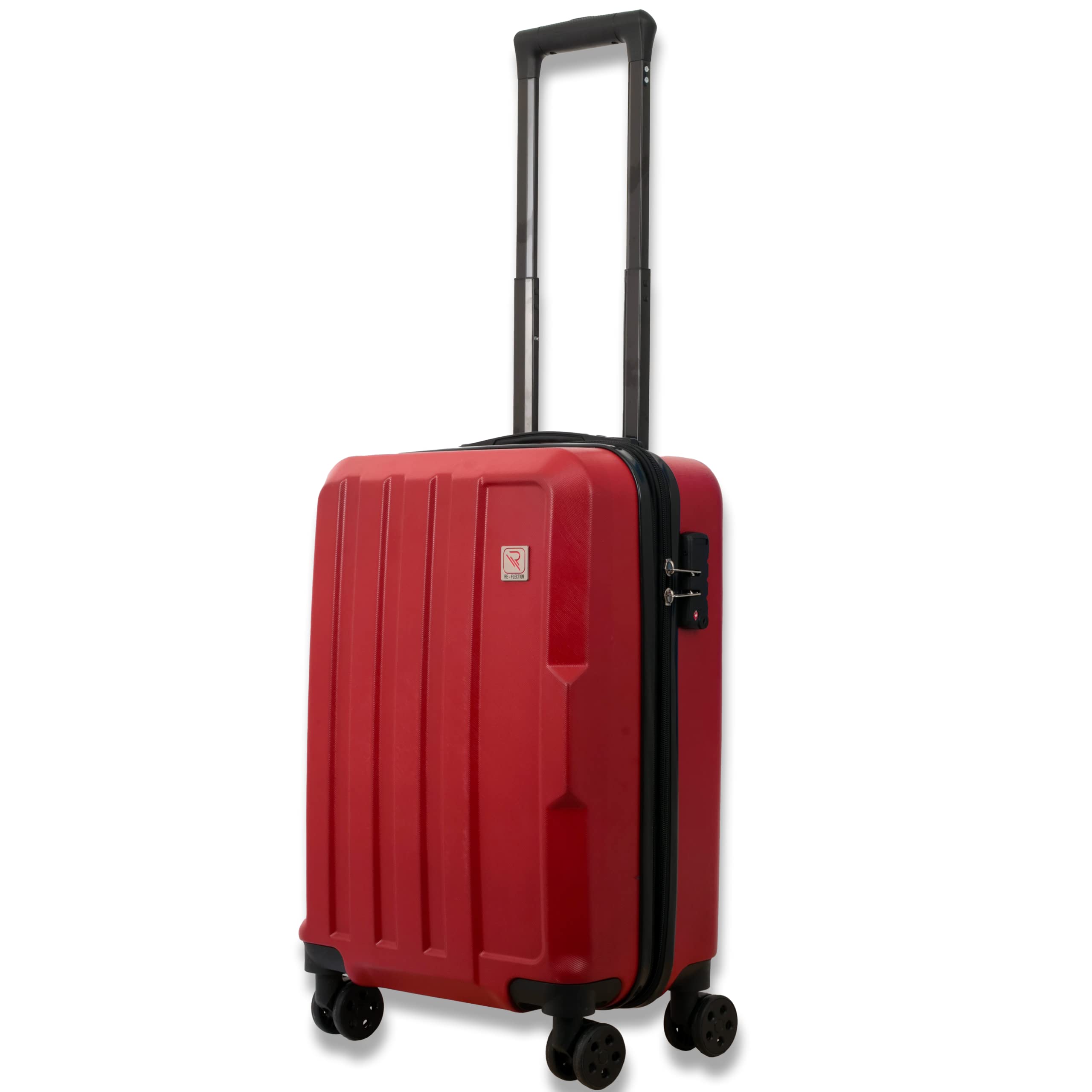 Re-flection 28 Inch ABS Suitcase, Lightweight Hard Case Vertical Series Travel Luggage Trolley with 121L Storage Capacity, 4 Spinner Wheels and TSA Lock, Red