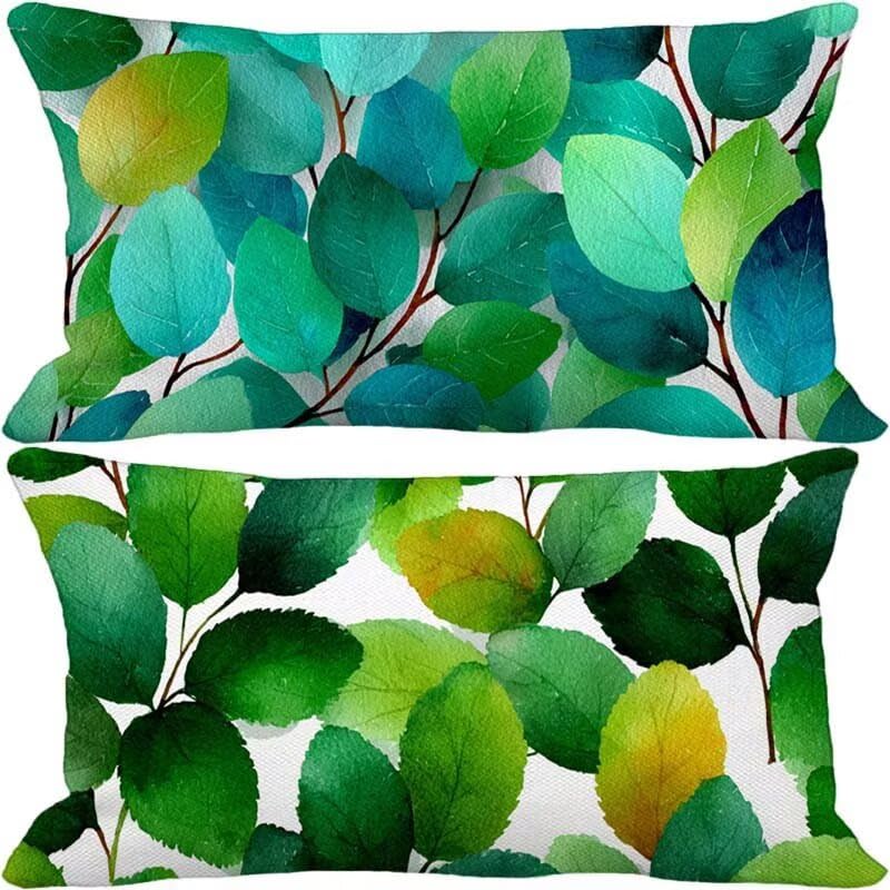 Housses de coussin 70x90 vert lot de 2 imperméables en lin pour l'extérieur
