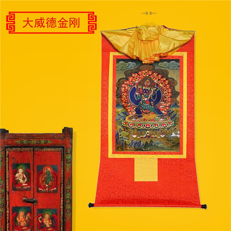 Gandhanra Thangka Tibétain - Amitayus Thangka - Peinture Tantrique Bouddha à Dorure - Tapisserie Mural Pour Décoration Zen - Méditation Et Relaxation Spirituelle