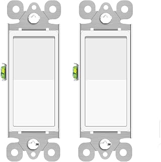 Greencycle 15 Amp Single Pole Rocker Light Switch White Paddle On/Off 120-277V UL/CUL 2-Pack Residential Commercial Grade