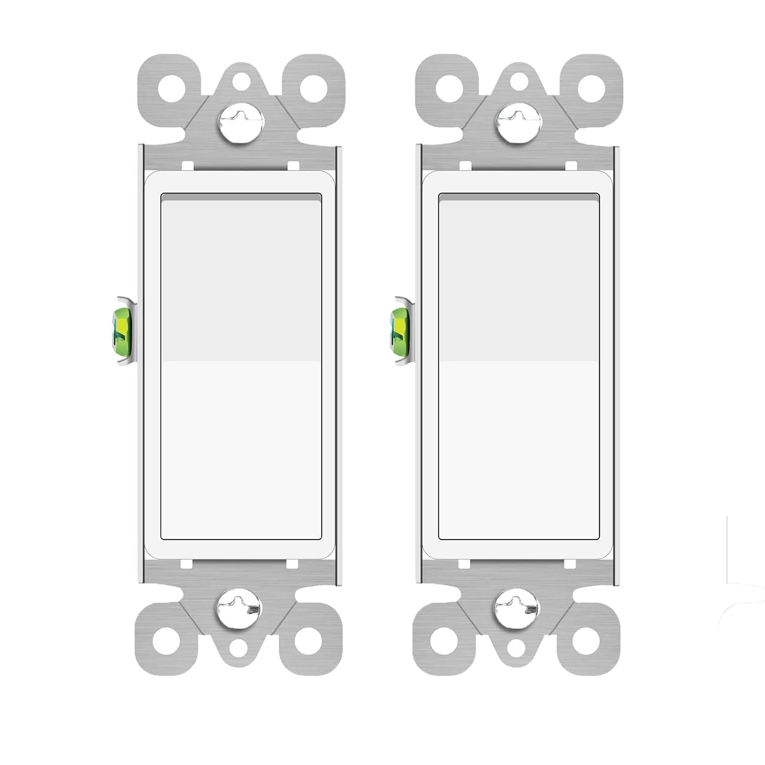 Greencycle 15 Amp Single Pole Rocker Light Switch White Paddle On/Off 120-277V UL/CUL 2-Pack Residential Commercial Grade