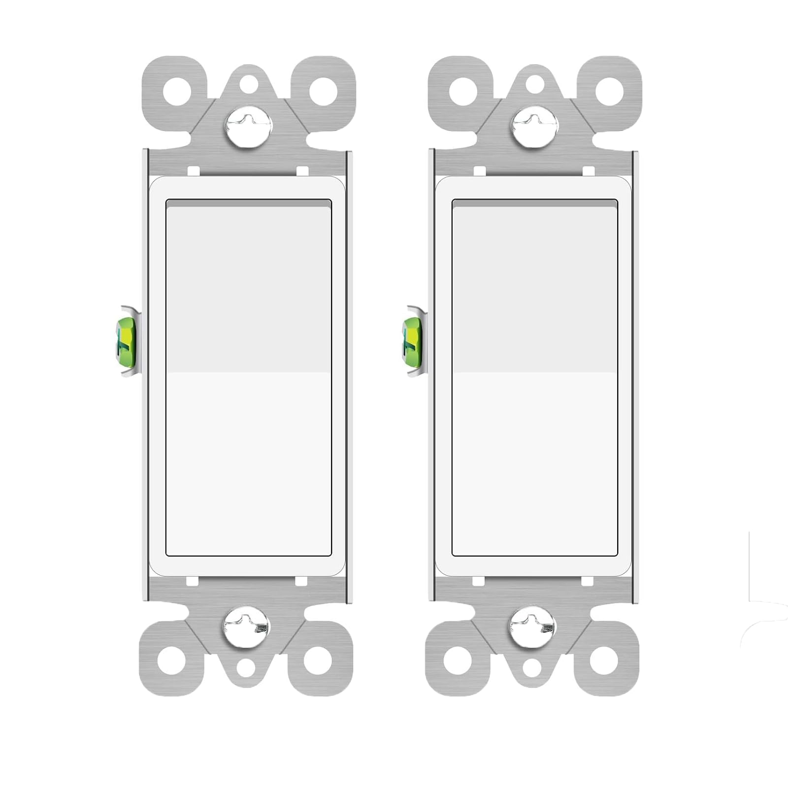 Greencycle Single Pole Rocker Light Switch,Paddle Light Switch 15 Amp,Sp Switches White,120V-277V AC,On/Off Wall Switches, Residential/Commercial Grade,Home & Office,UL/CUL,2PK