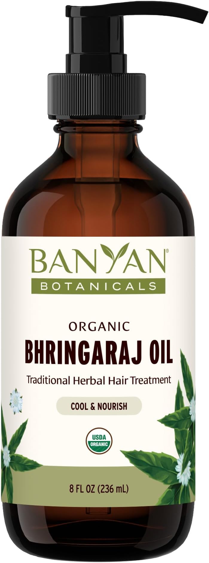 Banyan Botanicals Organic Bhringaraj Oil โ Supports Healthy Hair Growth โ Oil Made with Traditional Methods โ 8 oz. โ Non-GMO Sustainably Sourced Ayurvedic Hair Oil