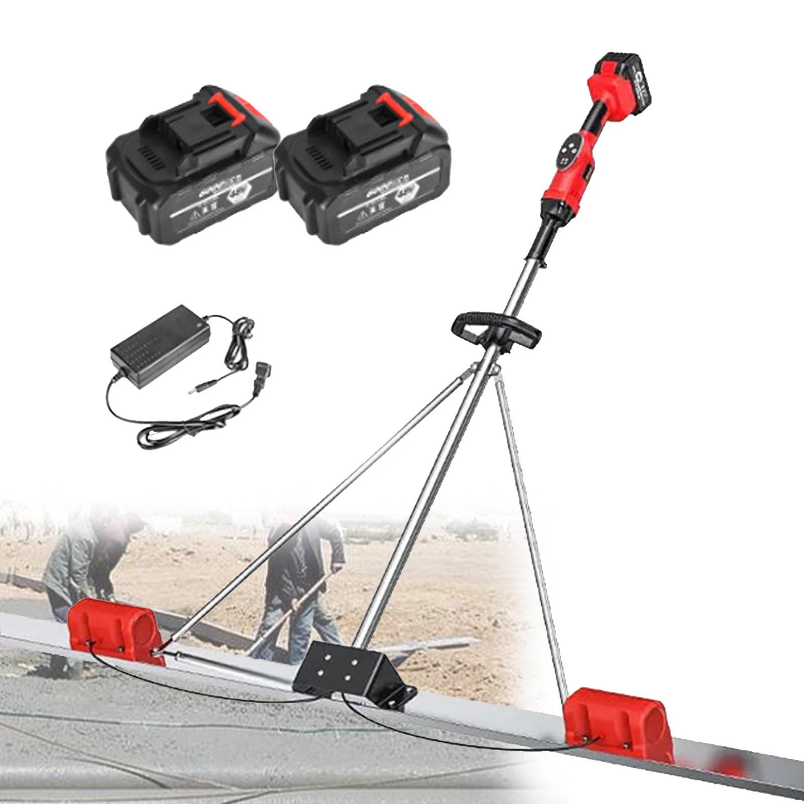 Elektrischer Estrich Zement Nivelliermaschine, Power GläTtekelle Vibration Beton, Mit 9 Geschwindigkeit Einstellung, FüR StraßEnbau 2*Battery-1.5M