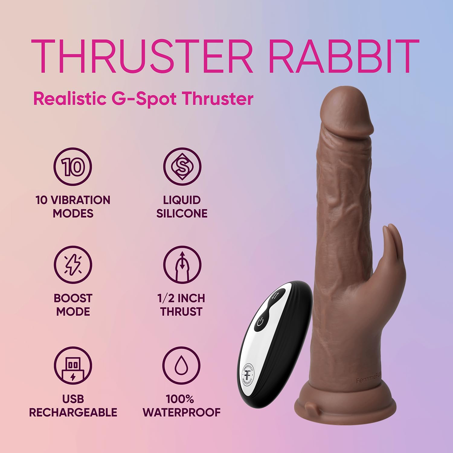 Femmefunn Thruster Vibratori rabbit Brown 22,3 cm