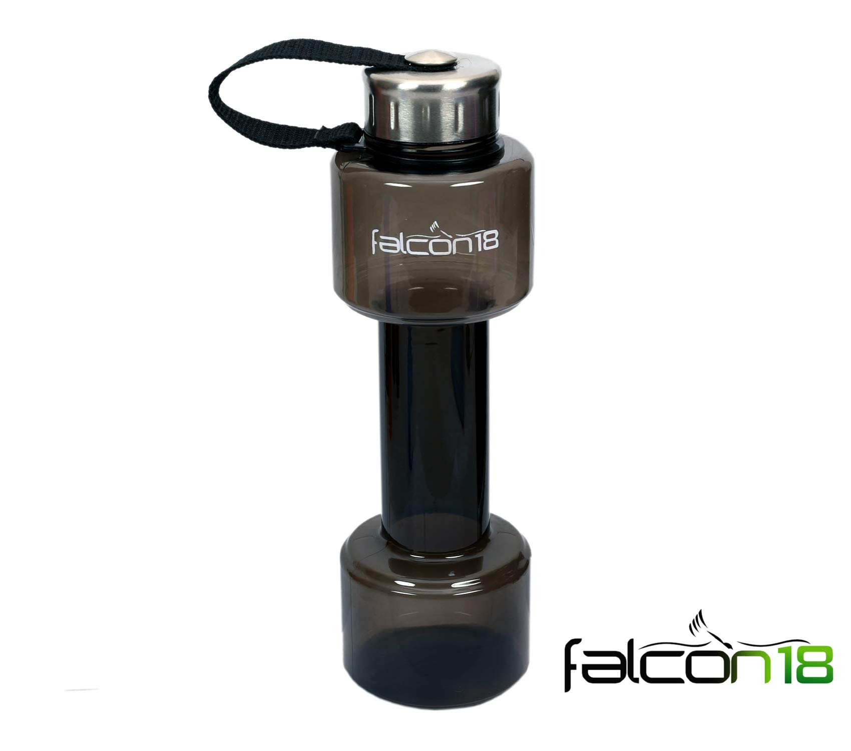 Falcon18 Plastic Dumbbell Sports Bottle, | Portable Gym Sports Fitness Training Drink Water Bottle Plastic Cup Mug Personalized Mini and Big Leakproof Unbreakable Dumbbell (700ML, Black)