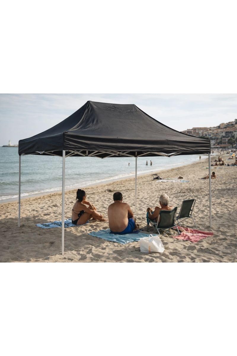 Carpa Plegable 3x2 Eco - Negro | Impermeable - Cenador ideal para Jardín, Playa, Terrazas