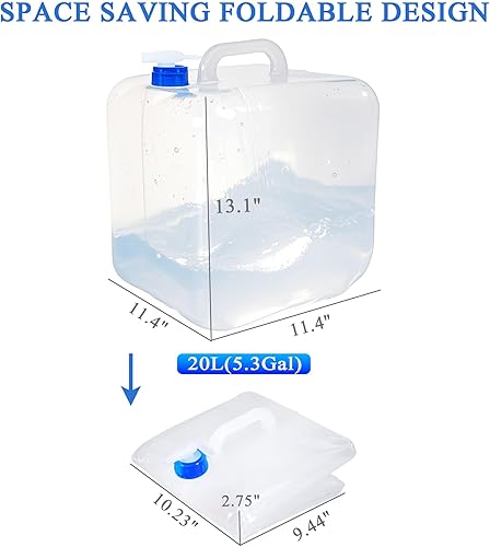 Miniatura 2 de Contenedor de agua plegable con espita y gancho, jarra de agua sin BPA, cubo de transporte plegable, contenedor de almacenamiento de agua para