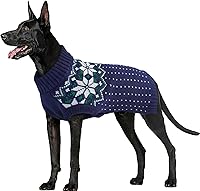 Vista 18 de FUAMEY - Suéter navideño para perros, suéter cálido clásico con diseño de copo de nieve para Año Nuevo, suéter de cuello alto de punto para clima