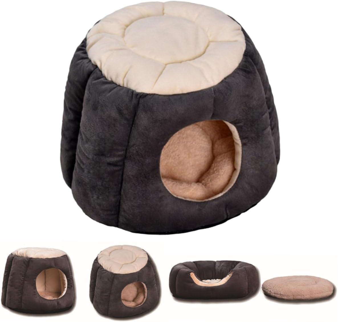Angoily Elegant Pet Cave Bed for Cats Dogs Round Dog House Pet Warm Nest Winter Cage Machine Washable