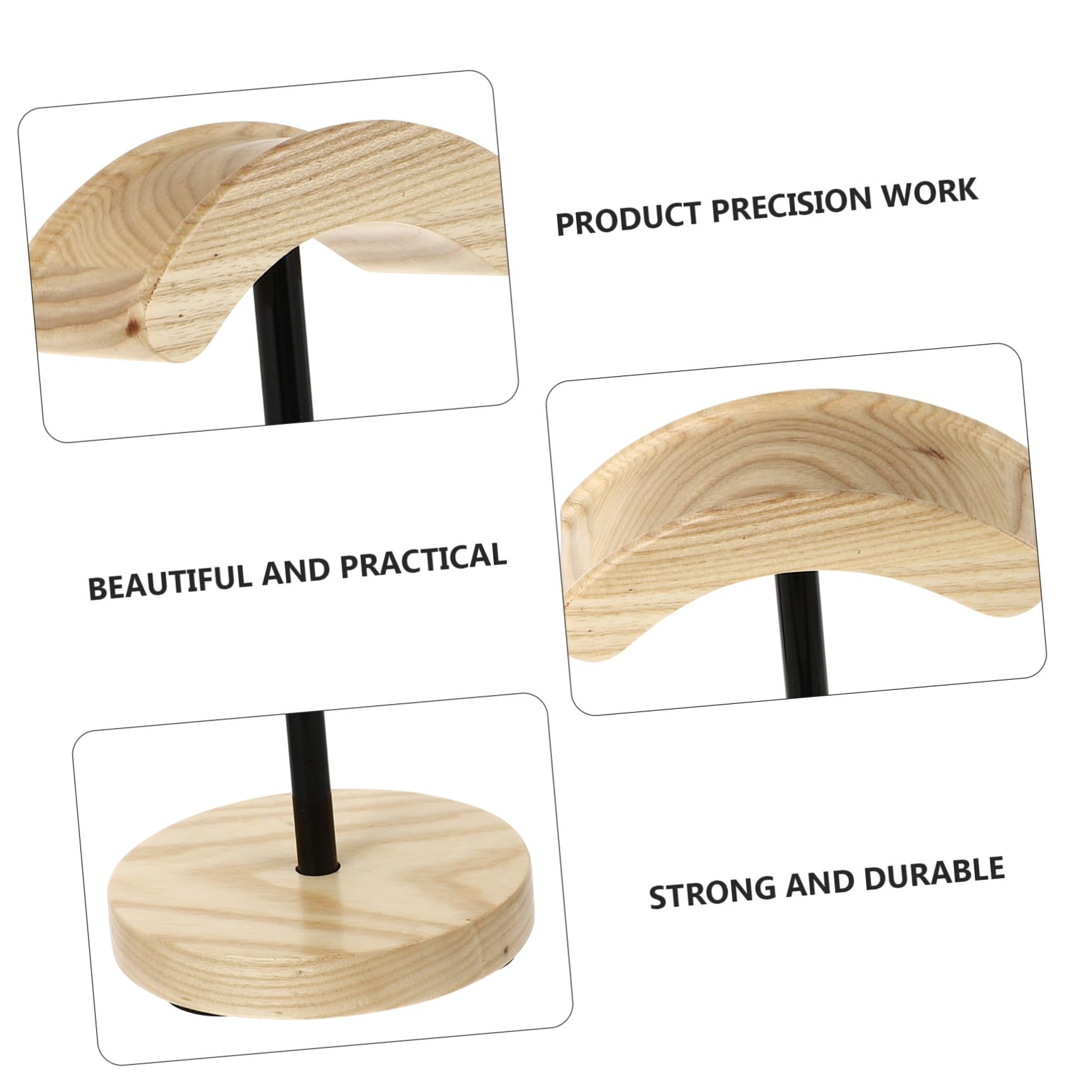 SHINEOFI Soporte para Auriculares de Madera Soporte para Gaming Diseño de Gancho Arqueado Base Estable para Escritorio para Hogar y Tiendas