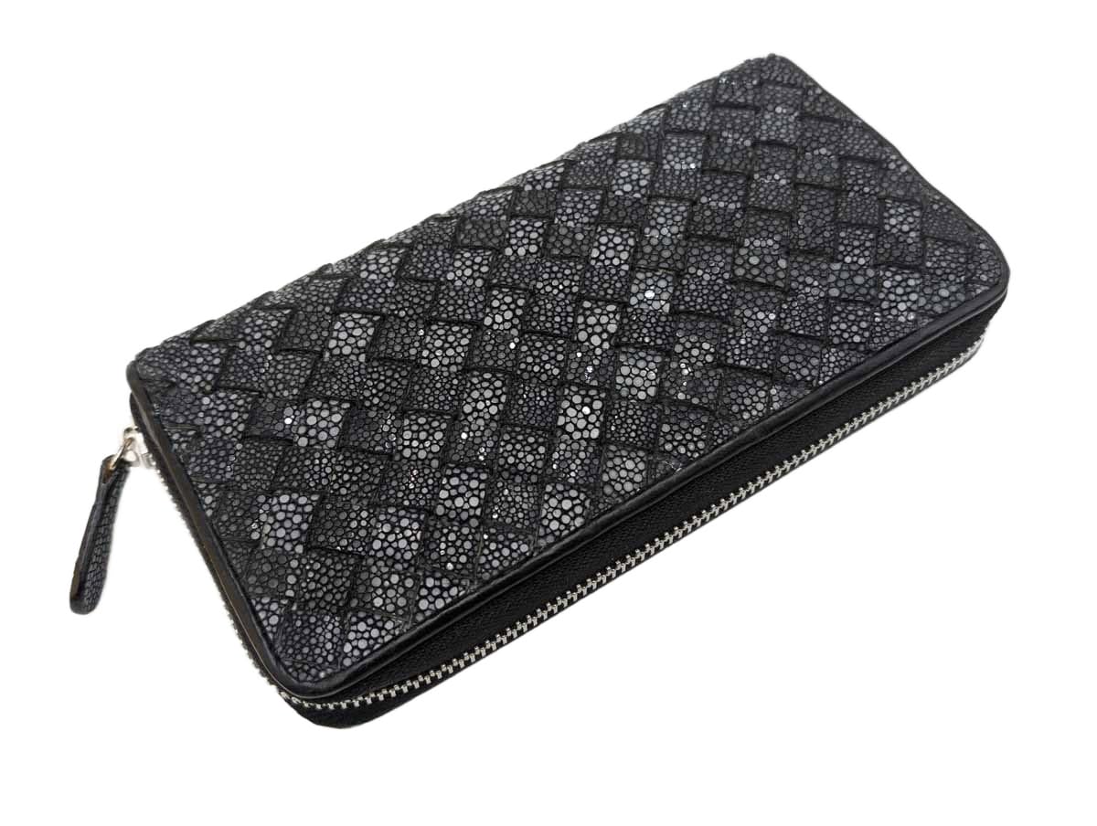 黒いレザー編み込み長財布 編み込み財布（メンズ長財布）｜財布 | ファッション のおすすめ