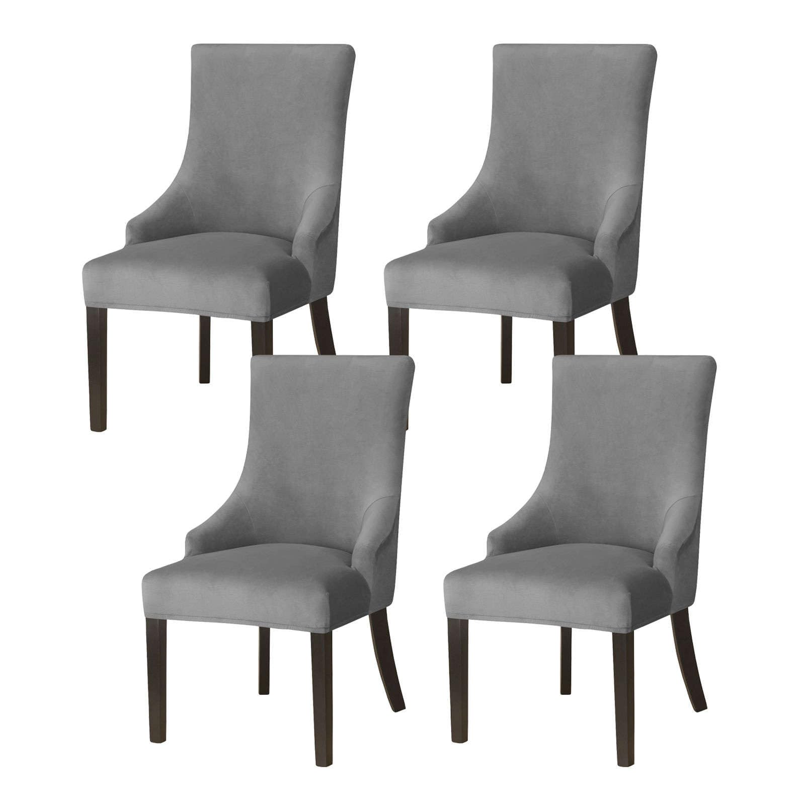 JHLD Velvet wingback side chair slipcover, armless wingback chair cover Stretch Soft sloping Armchair Covers Removable Washable for Dining Room Banquet-dark grey-4 Piece