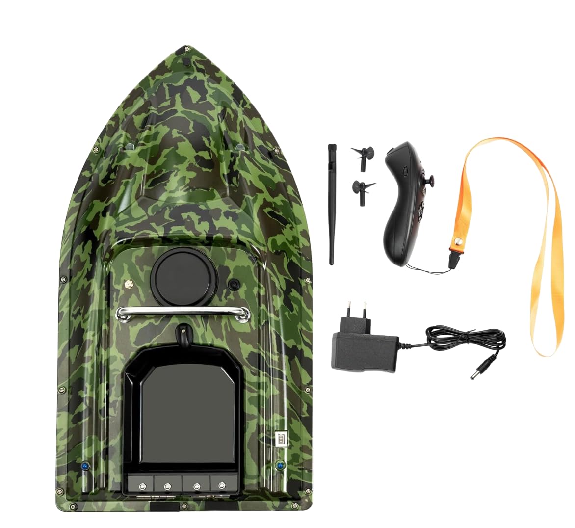 Bateau Amorceur Télécommandé 500M Bateau d'appât Amorceur sans Fil Leurre De Pêche Auto Cruise d'appât Camouflage avec Batteries De Grande Capacité Pêche sans Fil pour Piscines Et Lacs