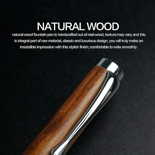 Miniatura 6 de Hyuduo Twist Retractable Roller Ball Bolígrafos Bolígrafo de madera Bolígrafo de escritura para la escuela, oficina, negocios (Plata)