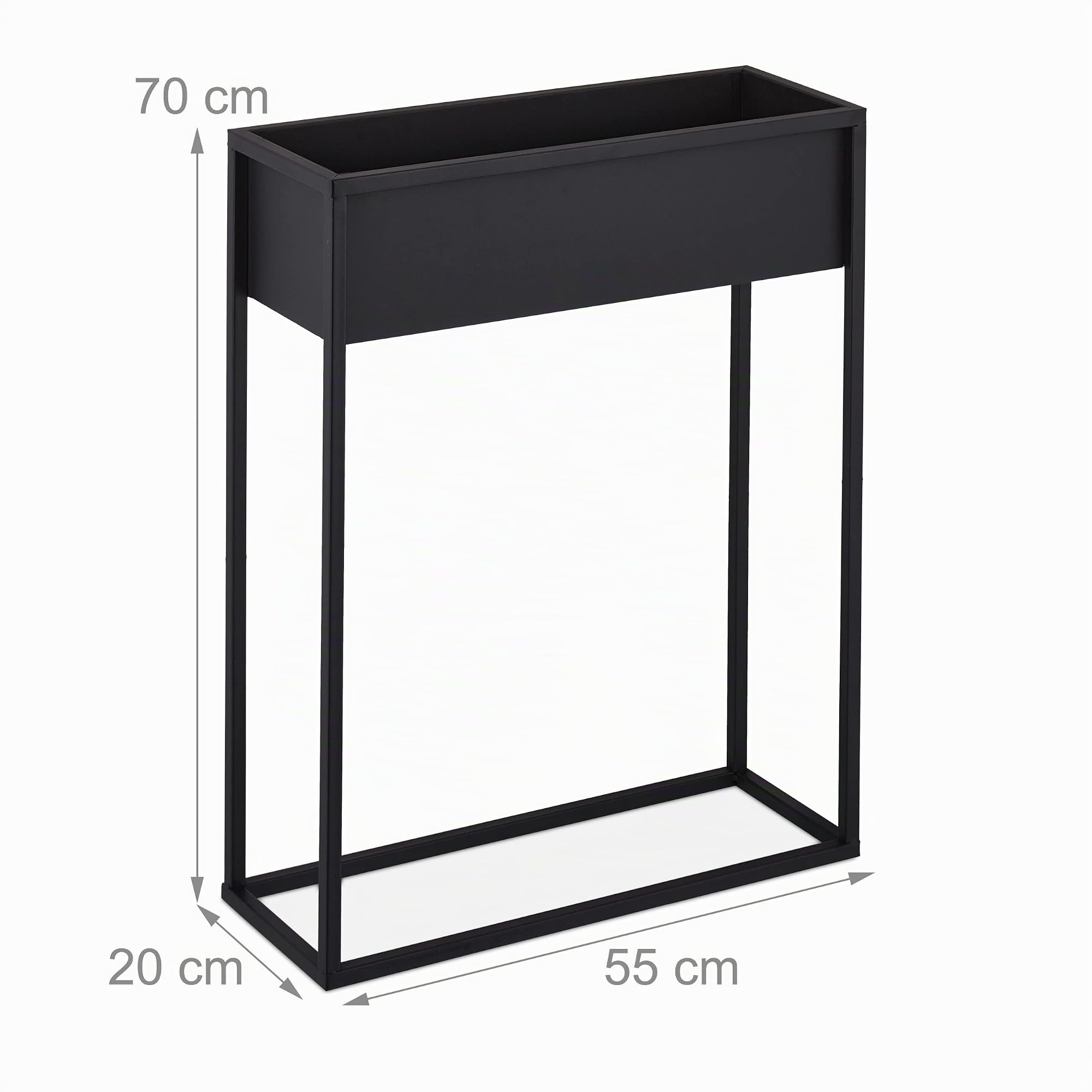 Relaxdays Blumenständer, Metall, HxBxT: 70x55x20 cm, stehend, schwarz