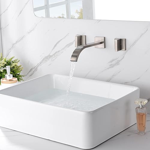 Miniatura 4 de sumerain Grifo de baño de níquel cepillado para montaje en pared con válvula áspera