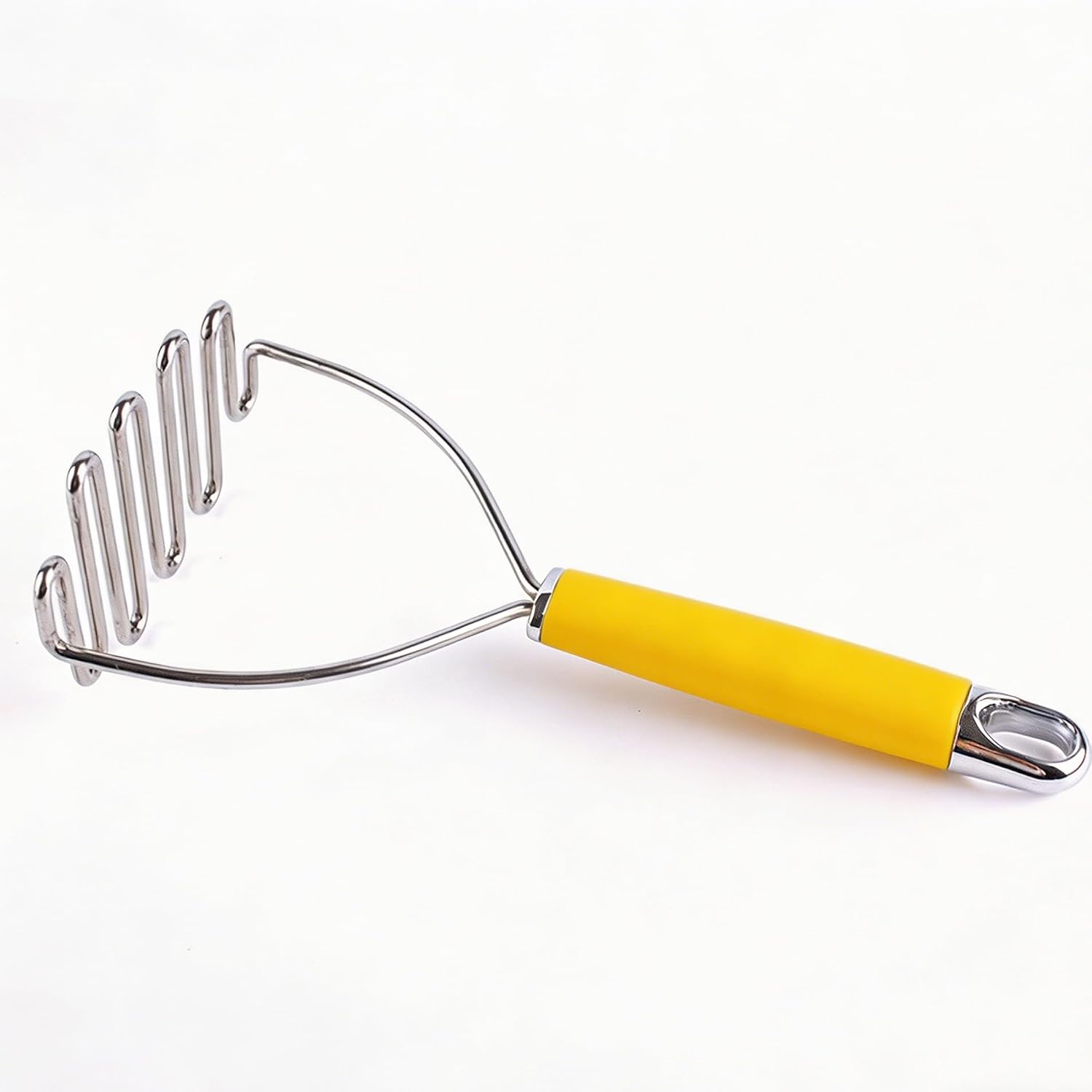 Potato Masher, 10.2 Inch Heavy Duty Stainless Steel Wire Build, Yellow