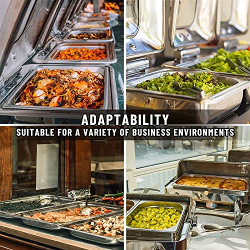 WantJoin Steam Table Hotel Pans with Lid 1/3 Third Size 4 Inch Deep 6 Pack, Thickened Stainless Steel Metal Tray Sets Food Storage Container, Restaurant Chafing Dishes Commercial Buffet Warmer by WantJoin - Image 2