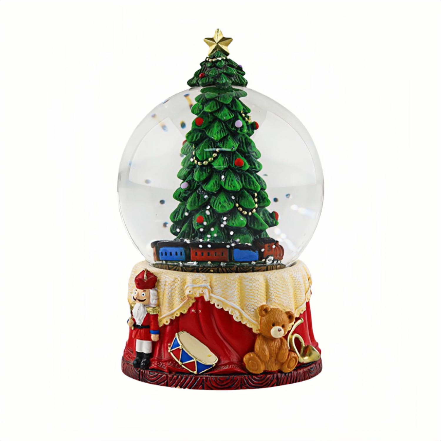 Christmas Snow Globe with Train, Christmas Tree and Toys, Holiday Water Globe Decoration