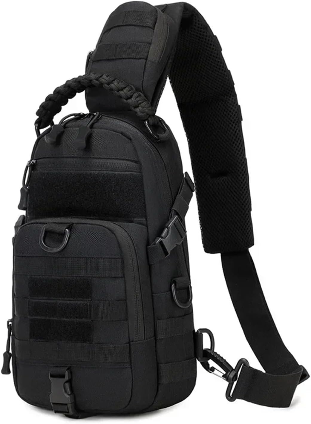 Men's Fishing Chest Bag Tactical Sports Shoulder Fanny Pack Camping Cycling MOLLE Sling Bags EDC(Black)