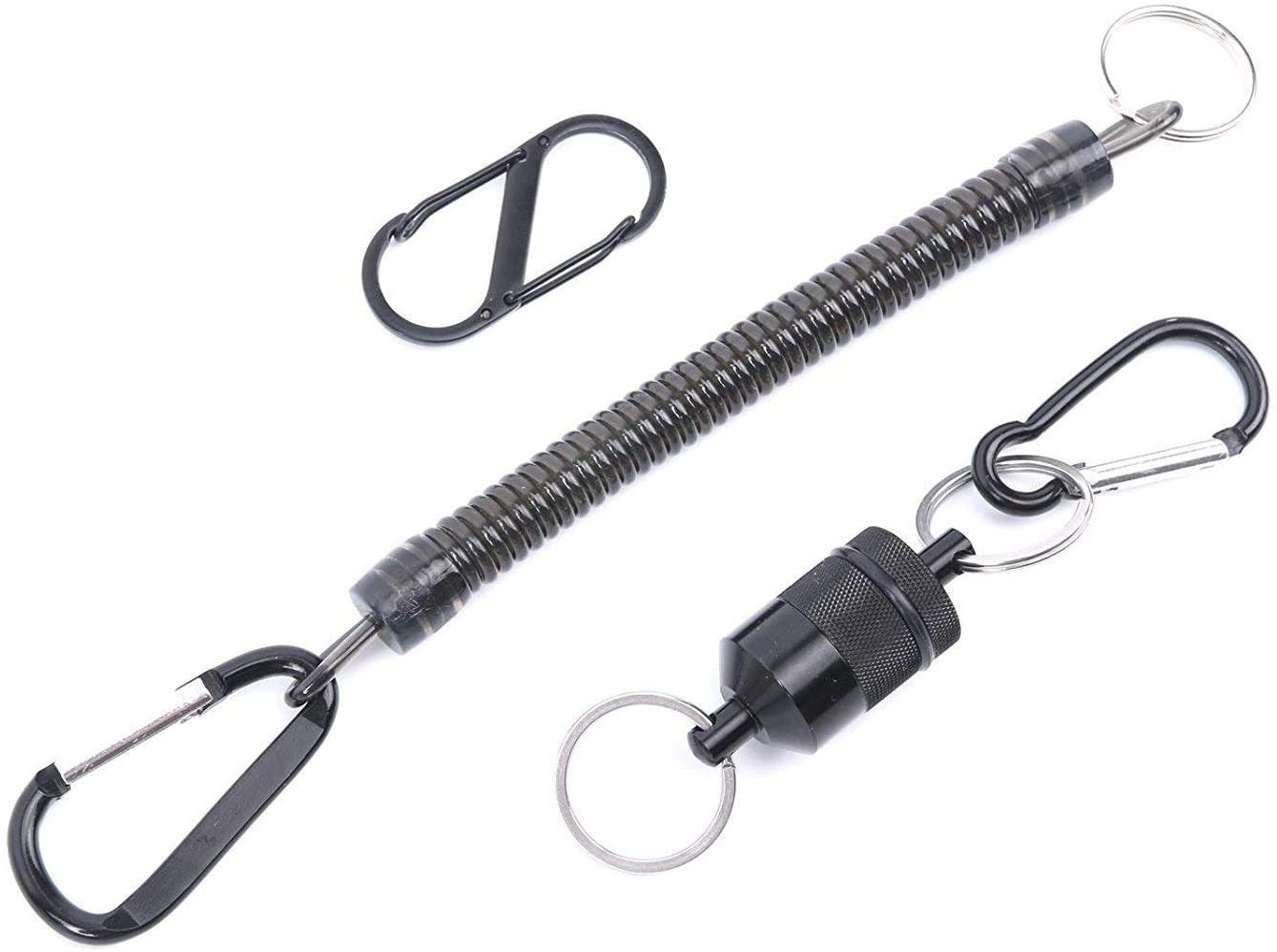 Maxcatch Fishing Magnetic Net Release Holder with Lanyard Coil Carabiner Clip for Fly Fishing Landing Net