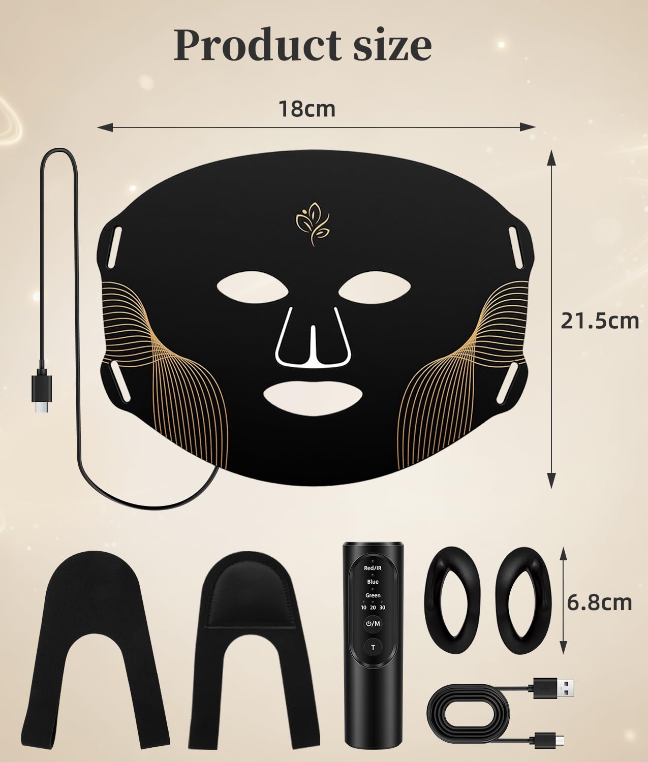 Masque de luminothérapie à LED - Masque facial à lumière rouge - Longueur d'onde rouge pour un usage domestique - Soins de la peau avancés en toute simplicité