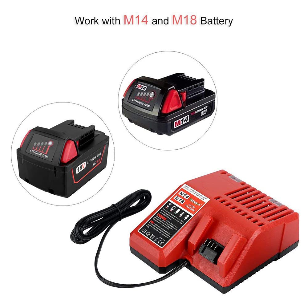 Power Tool - Cargador de batería de litio de 18 V de repuesto para Milwaukee M18