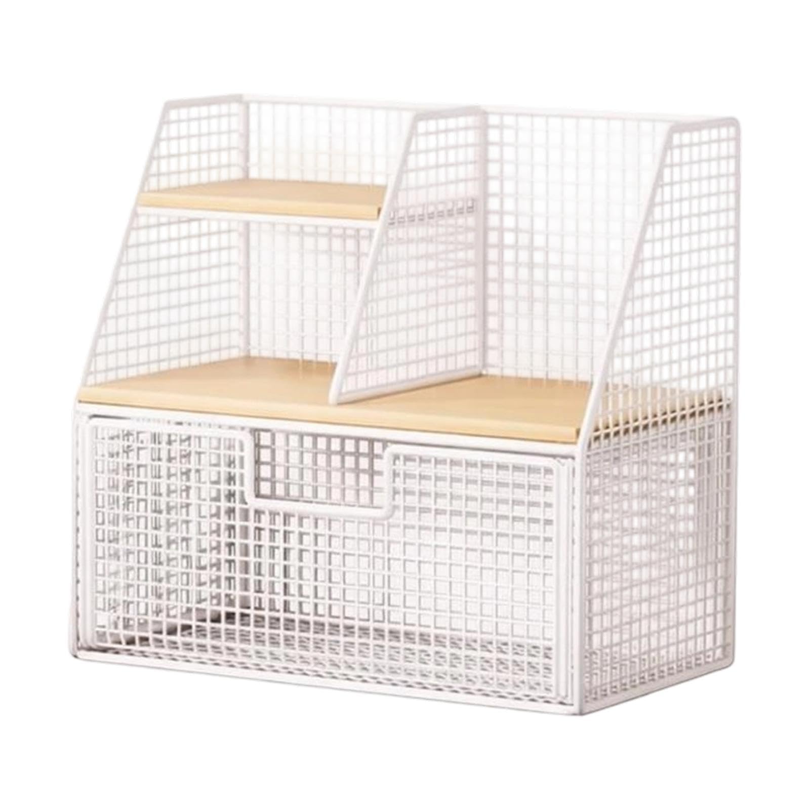 Qianly Organisateur de Sachets de Thé en Bois, Support de Rangement pour Sachets de Thé, Boîte de Rangement Compartimentée en Fer, White L