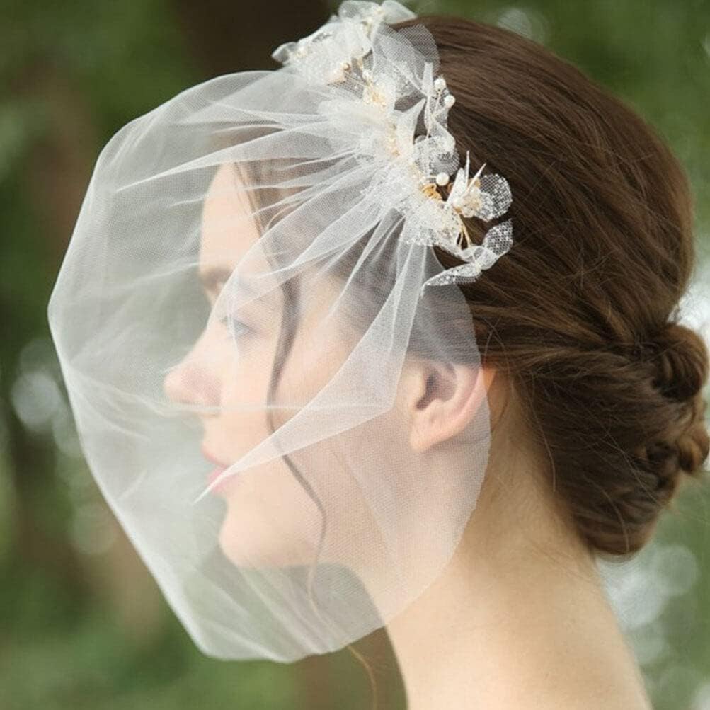 ヘアクリップヘッドバンド、女性用ラインストーンヘッドウェア、パーティーヘアアクセサリーウェディングホワイトベールベール