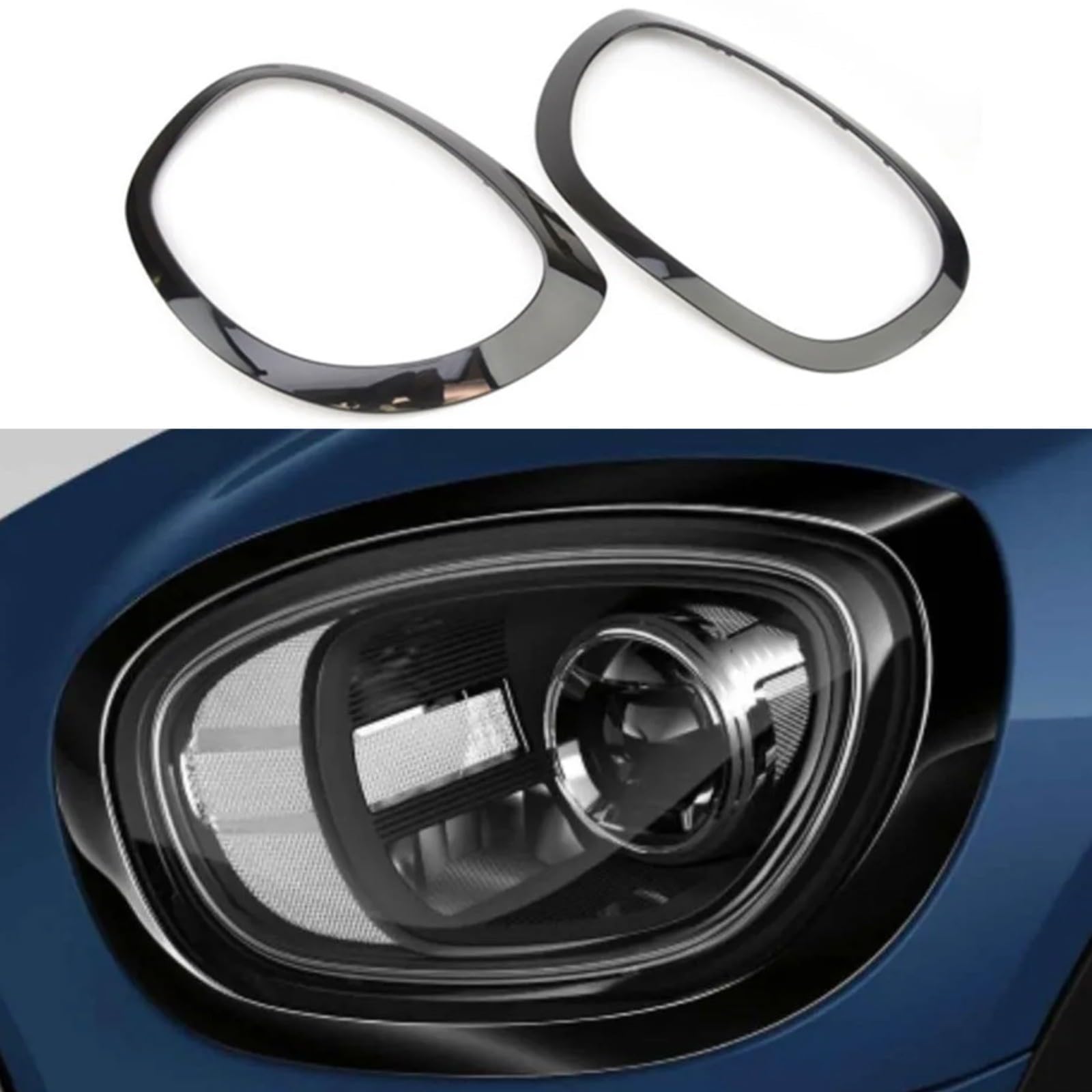 Coppia di anelli di ricambio per fari in ABS nero, per BMW-Mini Countryman F60 2016-2021 OE 51138739351/51138739352