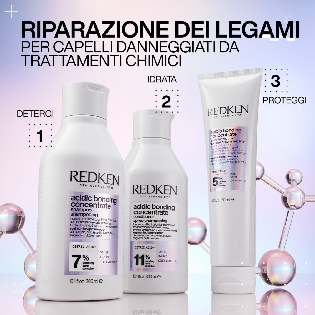 Redken | Shampoo professionale Acidic Bonding Concentrate ABC, Azione Riparatrice, Per Tutti i Tipi di Capelli Danneggiati