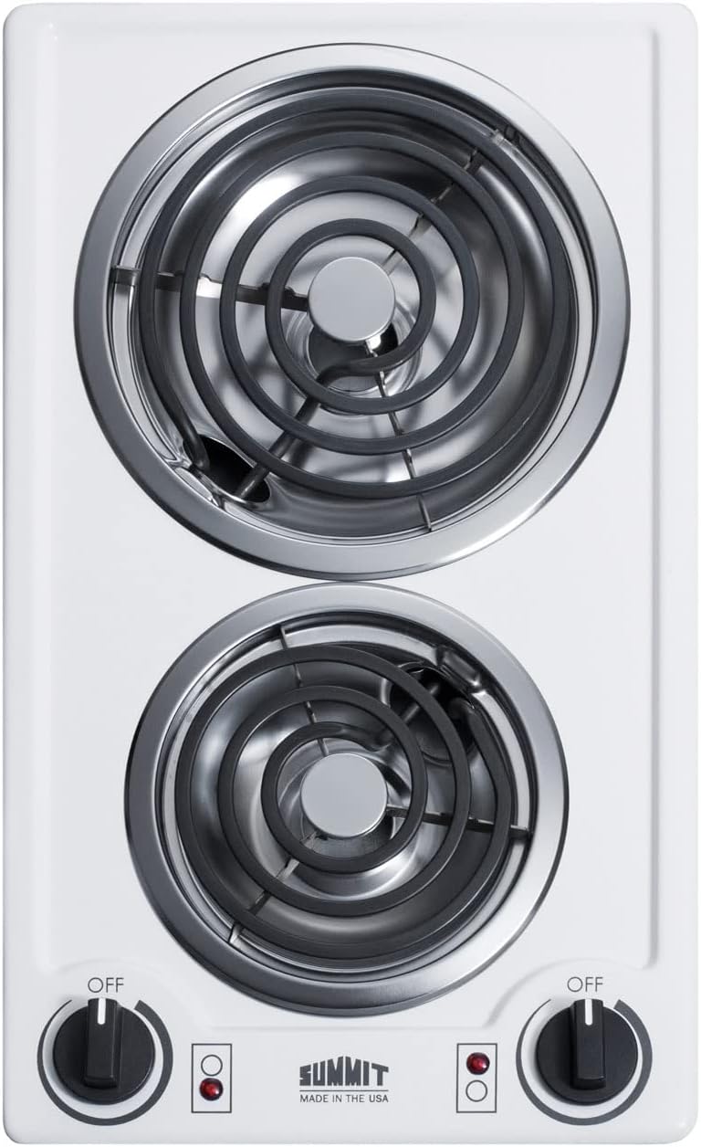 Summit 12" 2 Burner Electric Cooktop. 115 Volt Coil Electric Cooktop, ADA compliant, Black- CCE212BL
