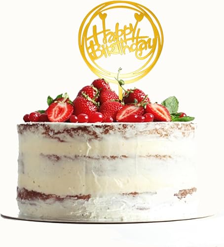 Miniatura 5 de Decoración acrílica para tartas de cumpleaños (oro, 10 unidades) para decoración de cumpleaños, decoración dorada para niñas y mujeres, decoraciones